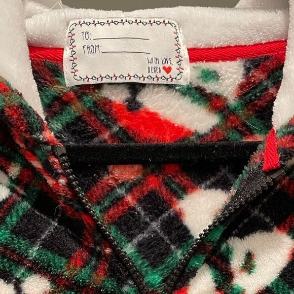 DEREK Heart Size Med Women's Christmas Present Hooded Plush Velour Union Suit - Picture 5 of 6